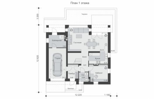 Проект одноэтажного жилого дома с мансардой и террасой